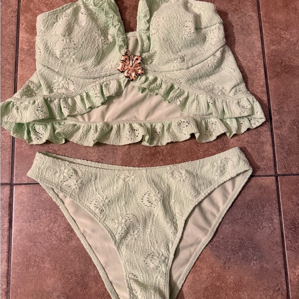Samiol Medium Mint Green Lace Bikini Set